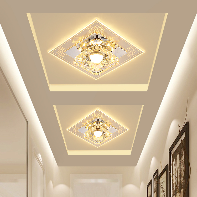 

18cm*18cm Square LED Crystal Ceiling Lights Entrace Aisle Lamp Modern Minimalist Corridor Ceiling Lamp Living Room Crystal Down Light