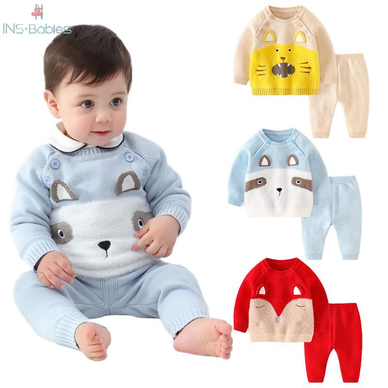 

Autumn baby girls clothes children knitted sets for boys Winter long sleeve animals Baby Girl Outfit 2pcs clothing outwear set, Red