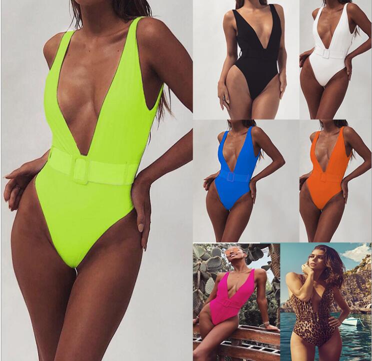 

Top 2020 women' one-piece swimsuit leopard belt buckle in one bikini suit girl ladies yakuda wear flexible stylish Bikinis set women wear