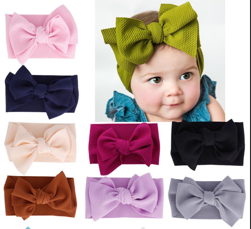 

ew Baby Headband Newborn Toddler Turban Baby Girls Head Wrap Cute Over Sized Bow Big Knot Cross Headbands Hair Accessories 18 Colors choose, 18 colors mixed