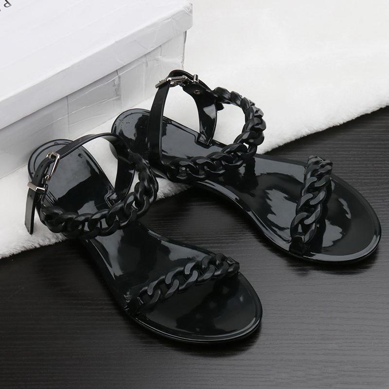 

Hot Sale-chain beach shoes candy out sandals Europe and the United States Top Quality free shippi, Fuchsia