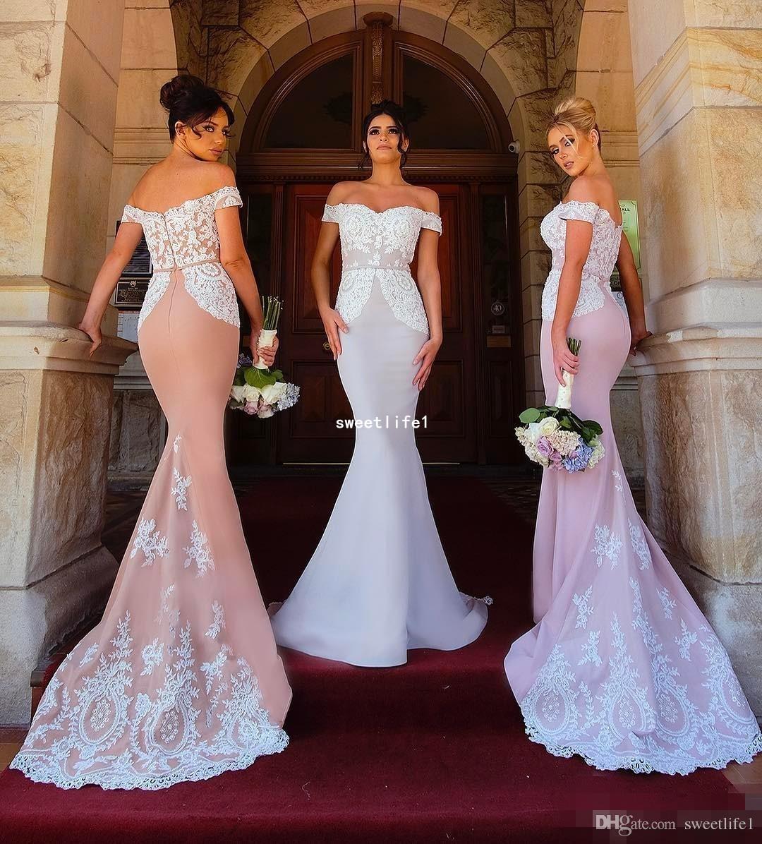 2018 Mermaid Bridesmaid Dresses Elegant Off Shoulder Lace