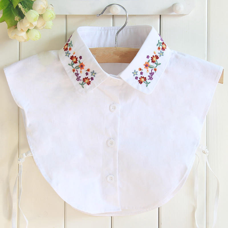 

Women's Blouses & Shirts Embroidered Fake Collar Shirt Female Detachable Solid Color Blouse Tops Black / White Women Clothes Q2193, White shirt blouse
