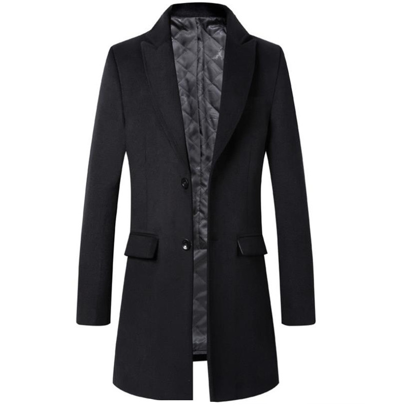

Men Winter Autumn Wool Coats Parkas Jackets Men Casual Fashion Slim Fit Big Size Cotton Coats Jackets coat, Black