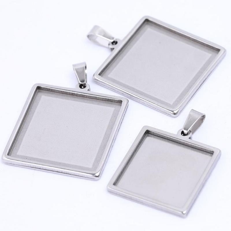 20Pc 20mm Anhänger Tray Square Cabochon Einstellungen Blank Lünette Basis