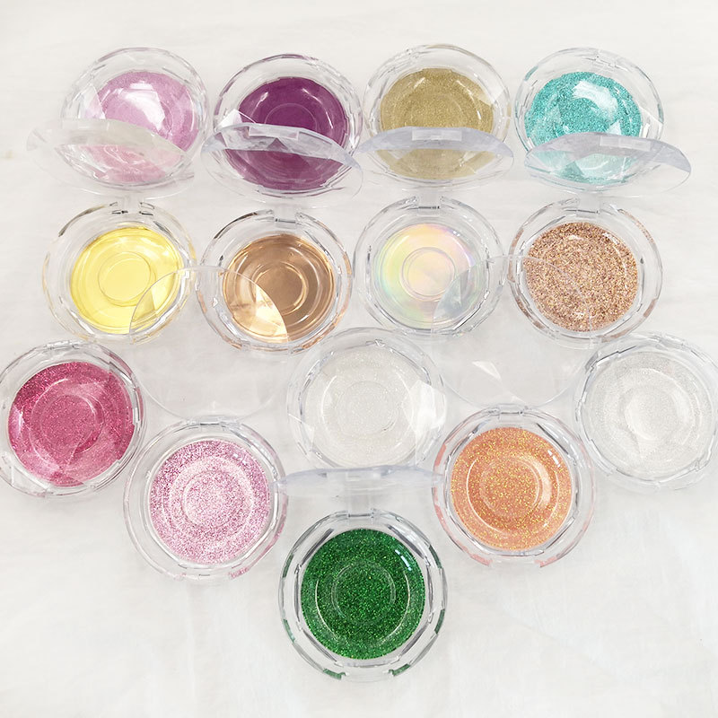 

Hot Shimmer Round Lashes Box 3D Mink Eyelashes Boxes Fake False Eyelashes Packaging Case Empty Eyelash Box Cosmetic Tools
