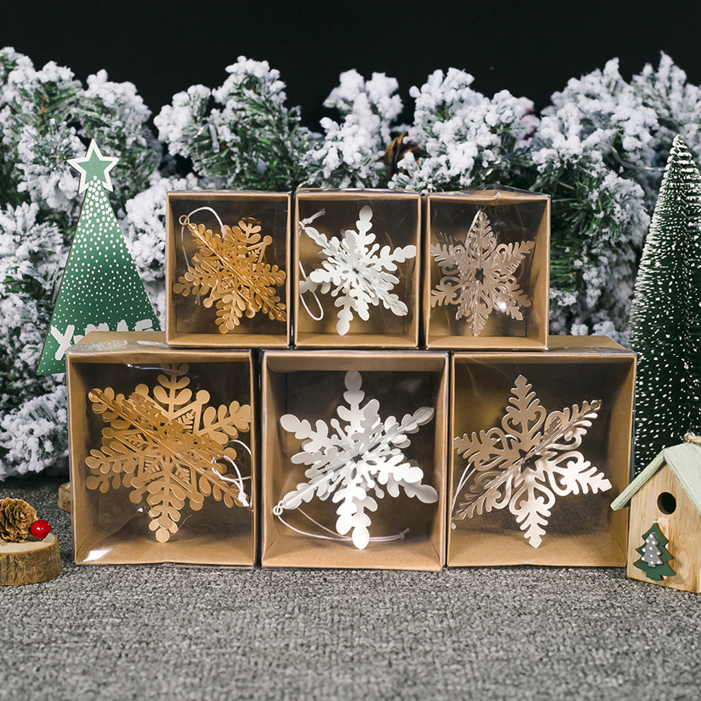 

Christmas Tree Decorations Christmas Decor Wrought Iron Cutout Three-dimensional Snowflake Pendant Tree Decor #37