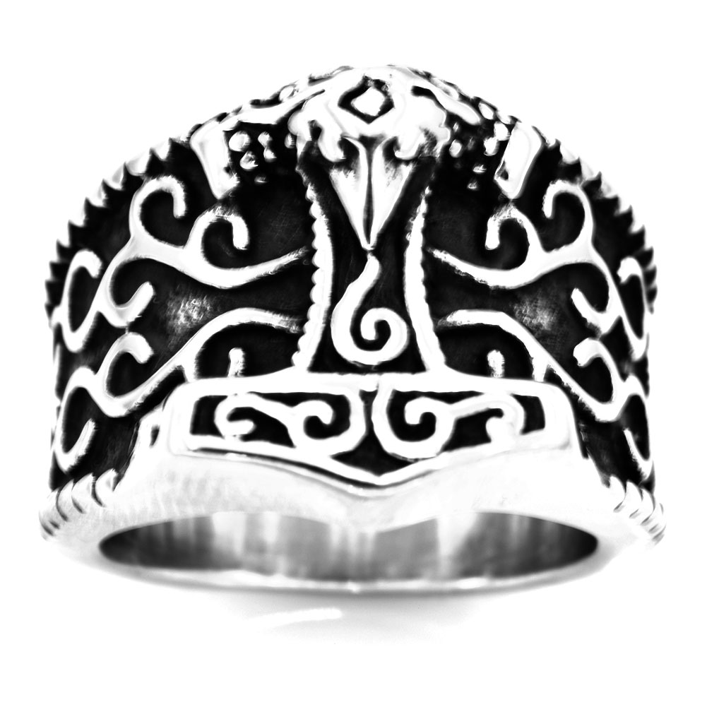 

FANSSTEEL stainless steel vintage mens or wemens jewelry celtic viking THORS HAMMER RING TOOL RING FSR20W68
