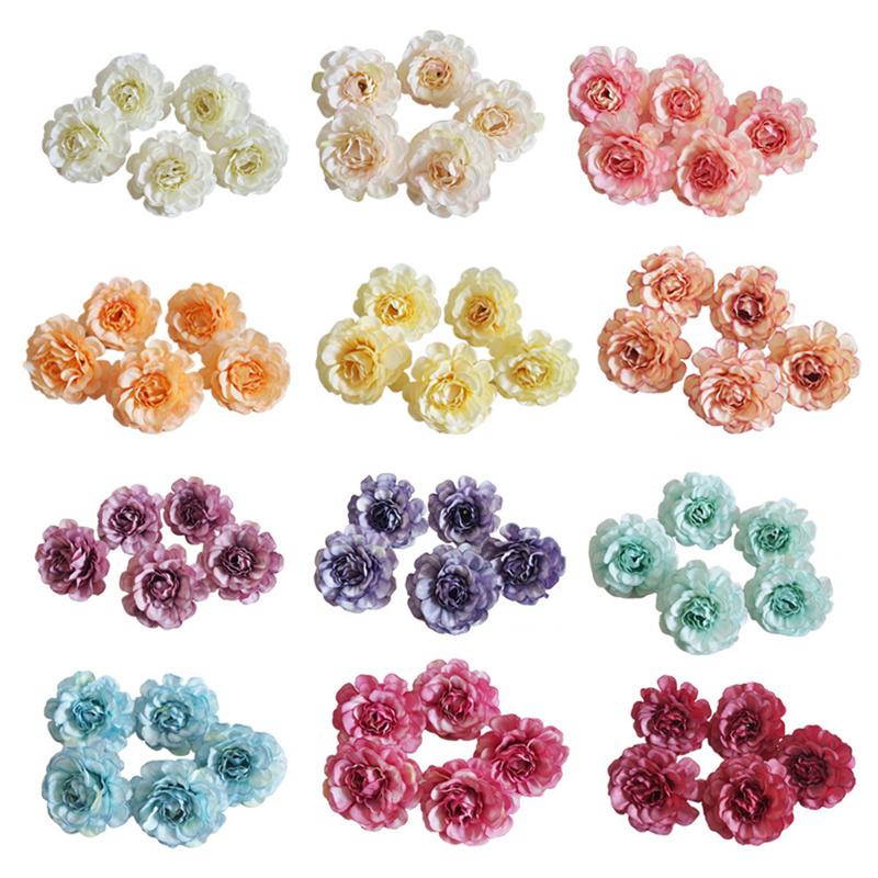 

5pcsDIY Flowers And Artificial Flowers Small Buds Simulation Rose Head Decoration Family Wedding Holiday Supplies, Light organe