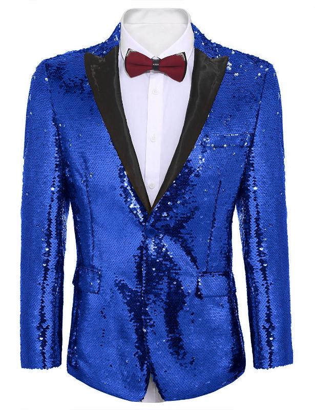 

Men's Suits & Blazers Sparkle Sequins Wedding Prom Tuxedo Suit For Men Notch Lapel Party Show Jackets Bespoke Steampunk Coat, Black