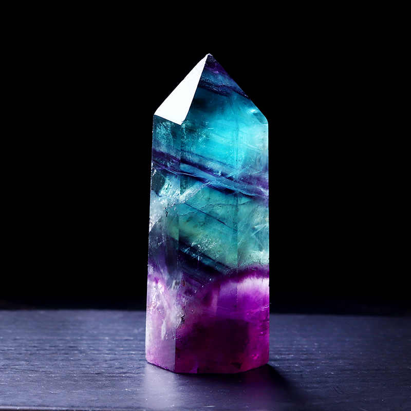 

Natural Fluorite Hexagonal Column Crystal Point Wand Mineral Crystal Home Decoration Stone Study Room Decoration