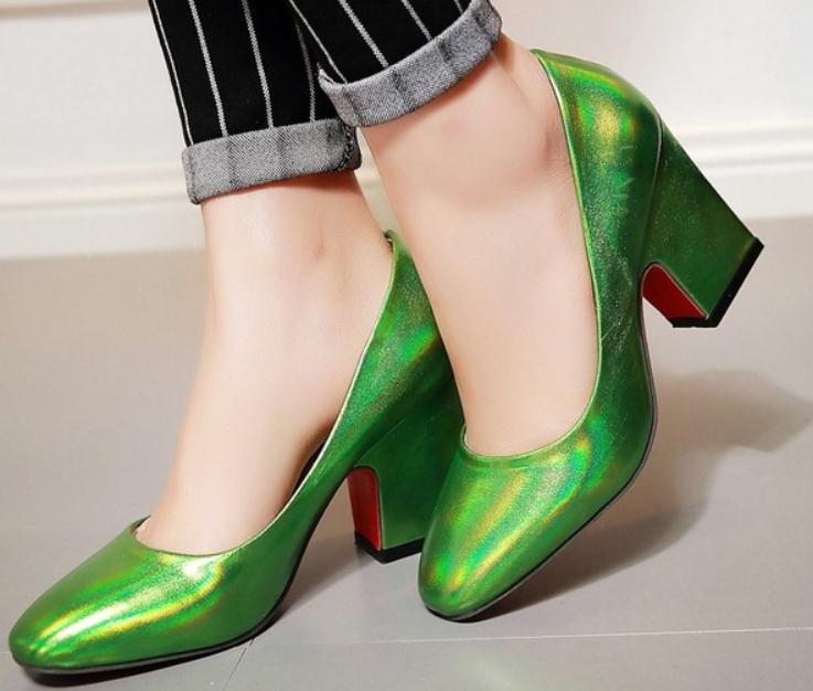 

2019 Women's shoes in Spring and Autumn with New style High heel Coarse heel Square head @02, Blue