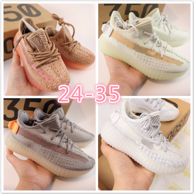 

2020 Kanye West V2 Static Baby Kids running shoes True Form Hyper Wave Runner Clay BELUGA White Reflective Sports shoes boy & girl sneakers