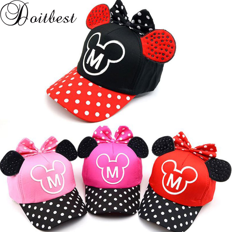 

Doitbest Child Baseball Cap bow cartoon mouse kids Sun Hat summer Boys Girls Hip Hop Caps snapback hats, Red