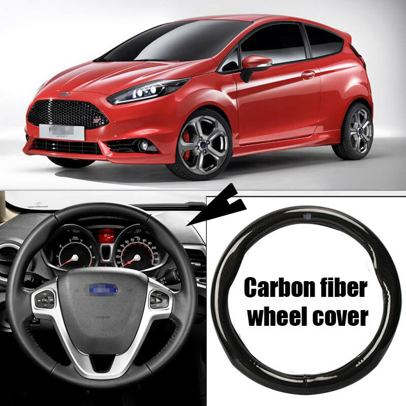 For Ford Fiesta Car Carbon Fiber Leather Steering Wheel Cover Sport Racing Case-image-454741791