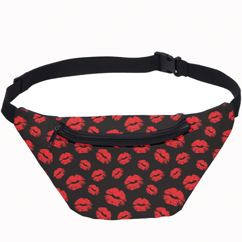 

VEEVANV New 2020 Red Lips Printing Running Waist Bags Hip Belt Bags Belly Fanny Pack For Women Fashionable Phone Pouch Chest Bag, Sky blue