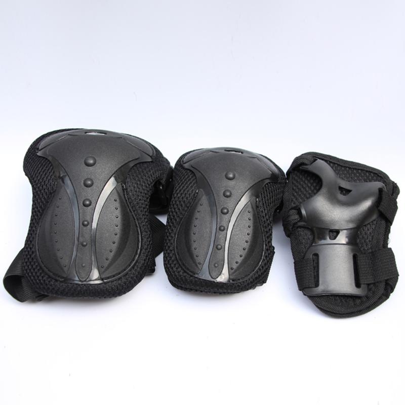 

6 Pcs Rollerblading Adult Elbow Wrist Guards Safety Skating Sports Protection Gear Set Skateboarding Knee Pads Outdoor, Black red