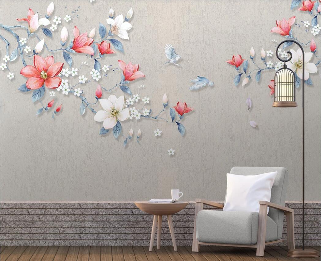 

3d room wallpaper custom photo mural New Chinese hand-painted magpie magnolia orchid bedroom background wall wallpaper for walls 3 d, Non-woven fabric