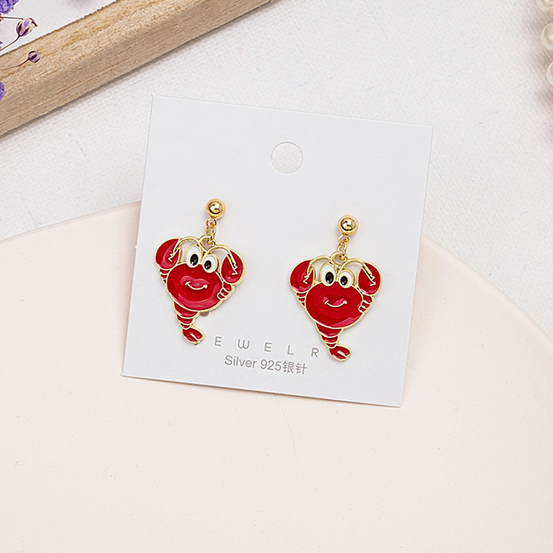 

Stud LATS Cartoon Hypoallergenic Crab Earrings For Woemen Red Yellow Cute Student 2021 Fashion Jewelry Accessories