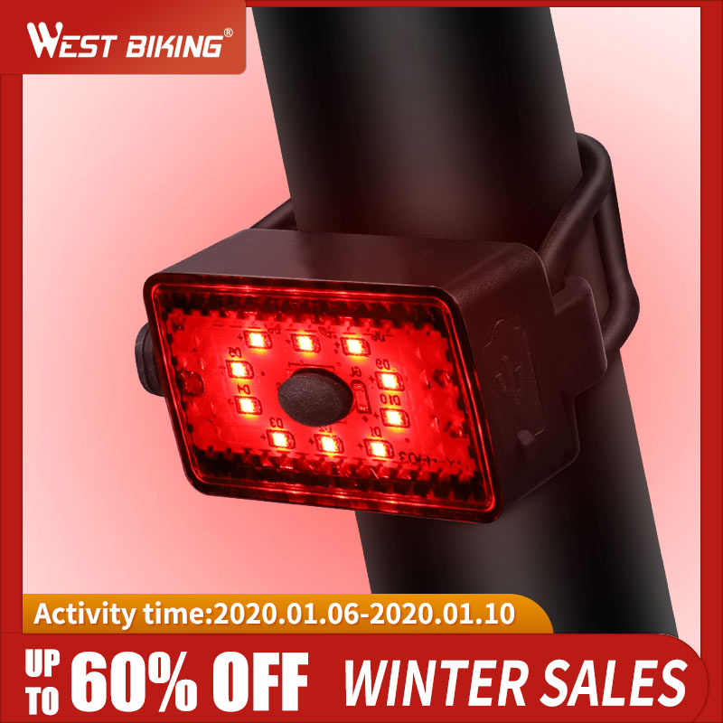 

Bike Lights West Biking Multiple Function Bicycle Tail Light MINI Waterproof USB Rechargeable Cycling Rear Lamp