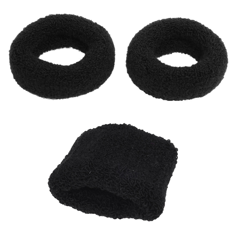 

3pcs Wide Soft Elastic Plush Ponytail Holder Hair Tie Band Black - 2Pcs 1.8 inch &1pcs 1.6 inch