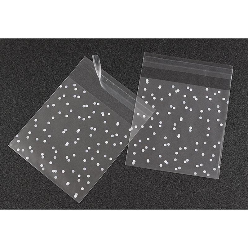 

50pcs/lot White Dots Transparent OPP Self-adhesive Bags Gift Packaging Bags Plastic Jewelry Candy Cookies Packing