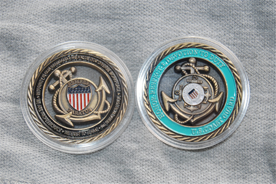 

Free Shipping 5pcs/lot, U.S. Coast Guard / Core Values - USCG Brass Challenge Coin