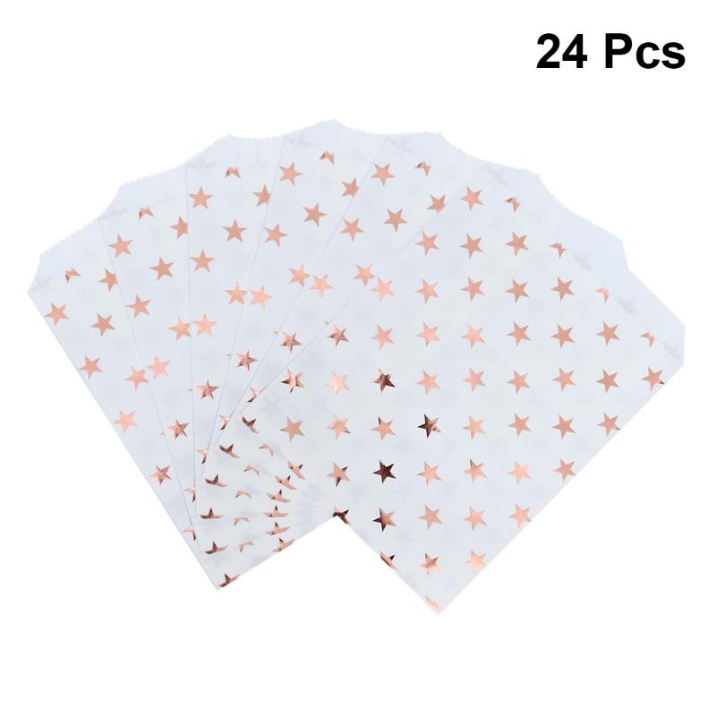 

24pcs Disposable Bags Cookies Gift Bag Cookie Packaging Bags Paper Bag For Wedding Birthday Baby Shower Bridal Shower Party