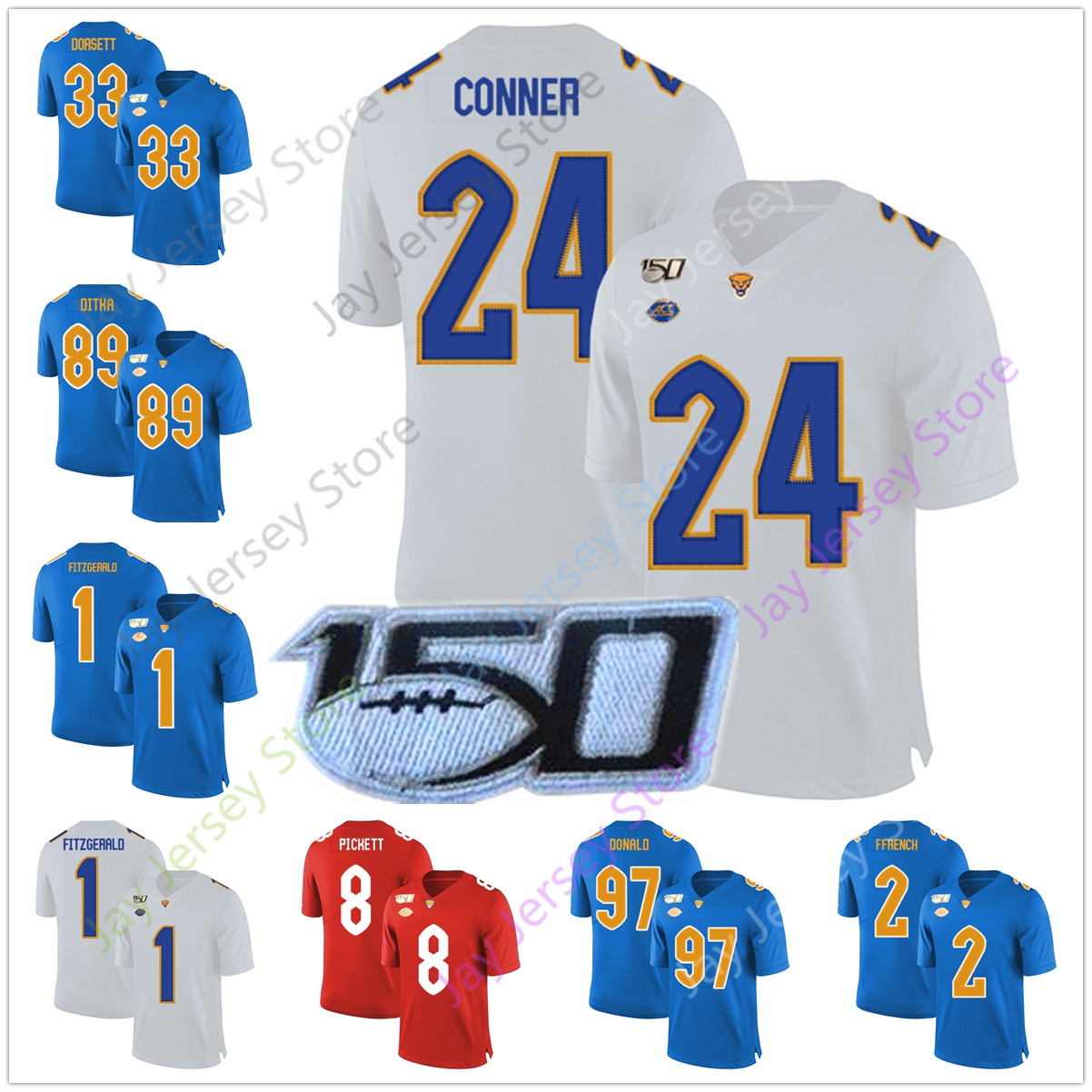 

Pittsburgh University College Football Jersey Patrick Jones II Phil Campbell III Qadree Ollison Darrin Hall Rashad Weaver Dewayne Hendrix, No extra patch