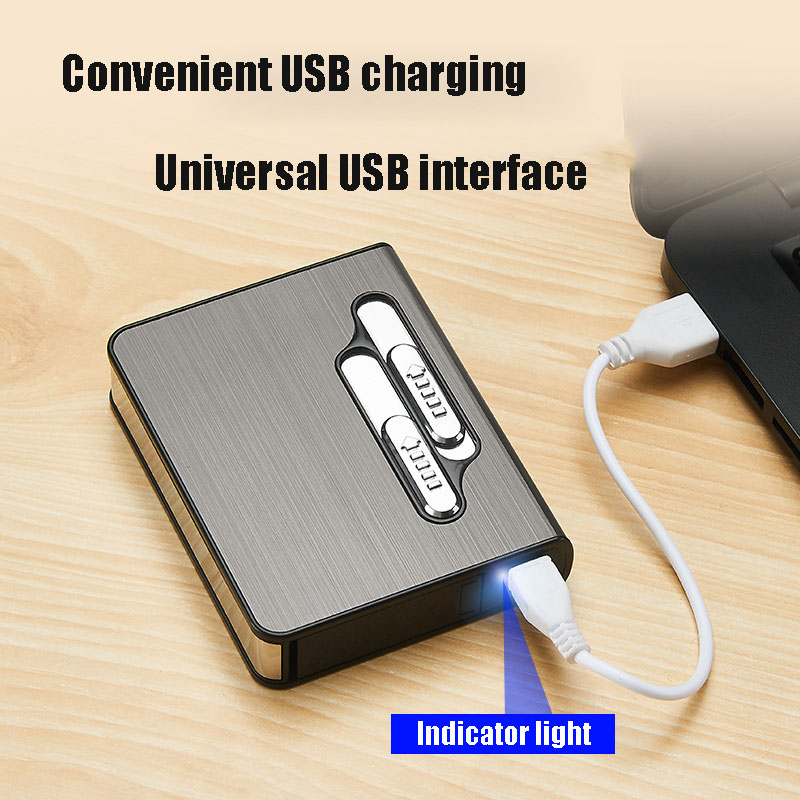 

USB Charging Cigarette Case Lighter 10 Sticks Tungsten Cigarette Lighter Electronic Lighter Personality Diy Custom