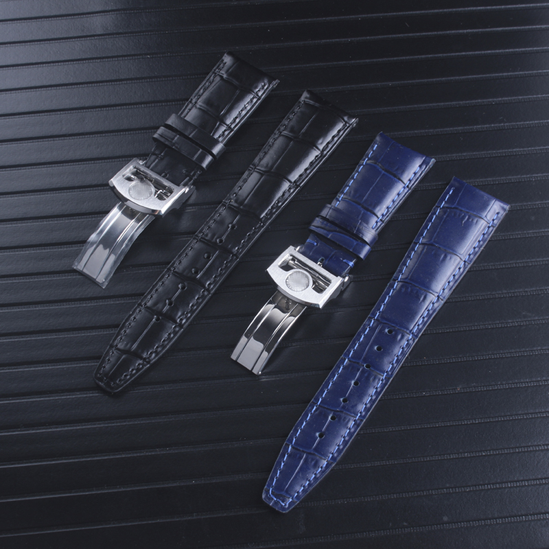 

Men Leather Watchbands 22mm Black Blue Genuine Leather Watchbands For IWC Pilot Strap Bracelet