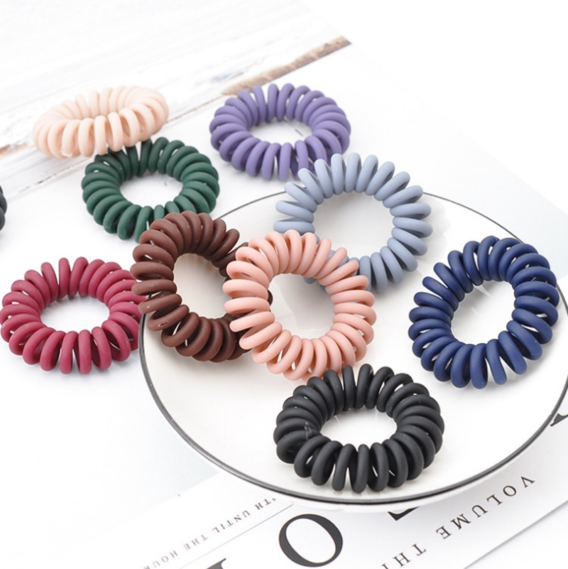 

Hairbands Telephone Wire Hair Ties Elastic Rubber Bands Spiral Hair Rings Rope Ponytail Holder Scrunchies Hair Accessories 10 Colors DW4364, As pictures