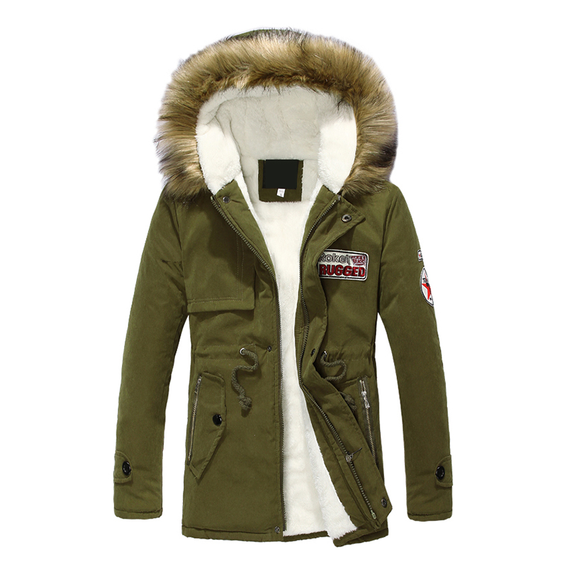 

Men' Down & Parkas Mens Jacket 2021 Fashion Winter Coats Fur Collar Hoodied Long Warm Waterproof Duck Mz048, Army green