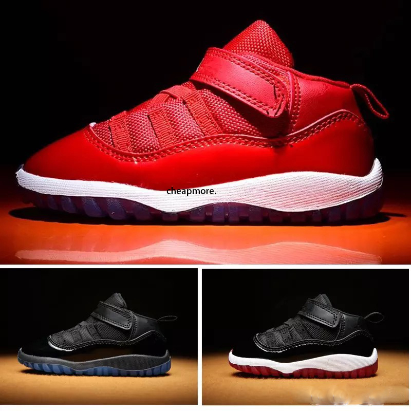 

Gym Red XI 11 Toddler shoes Bred Space Jam Kids Basketball Sneaker Concord Gamm Blue New Born Baby Infant 11s Shoes, Black