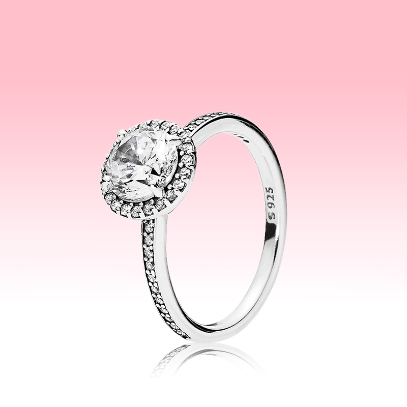 

Authentic 925 Sterling Silver CZ Diamond RING with LOGO and Original box fit Pandora style Wedding Ring Engagement Jewelry for Women