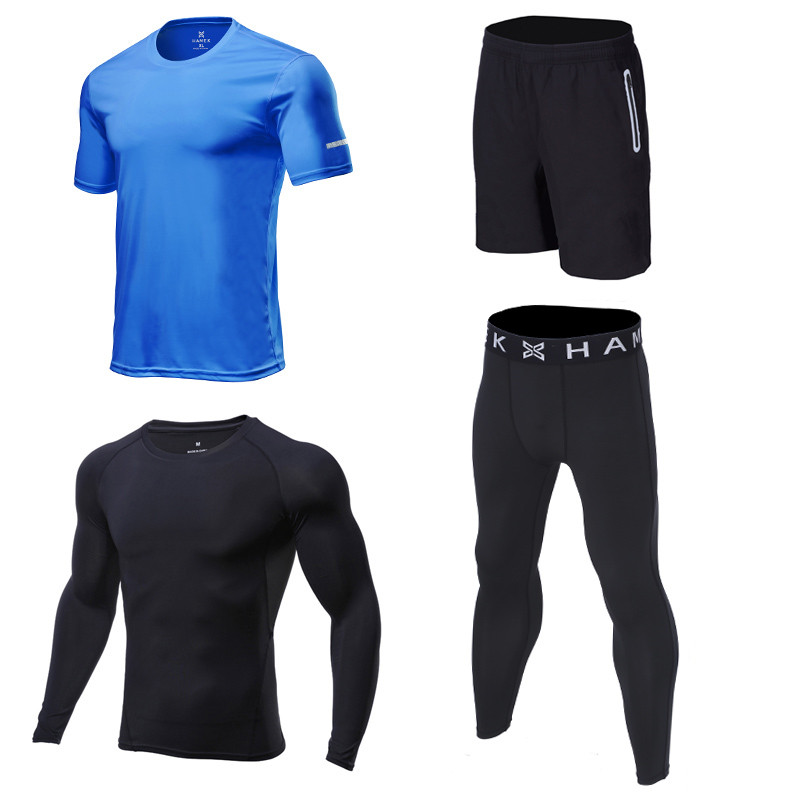 

2020 men' trainning exercise set jogging running sets sports gym compression suit quick dry yoga fitness jogging sports clothes, 36386381620624 black
