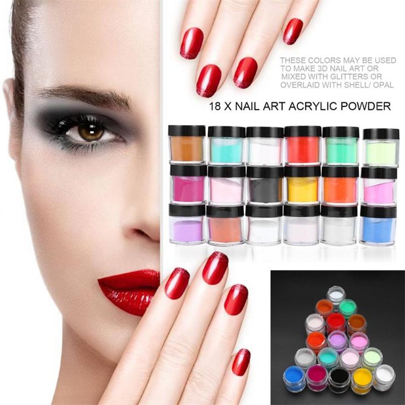 

18pcs Metal Glitter Nail Art Tool Kit Acrylic UV Nail Art Tool Kit Acrylic UV Powder Dust Gem Polish Glitter Builder #ZD