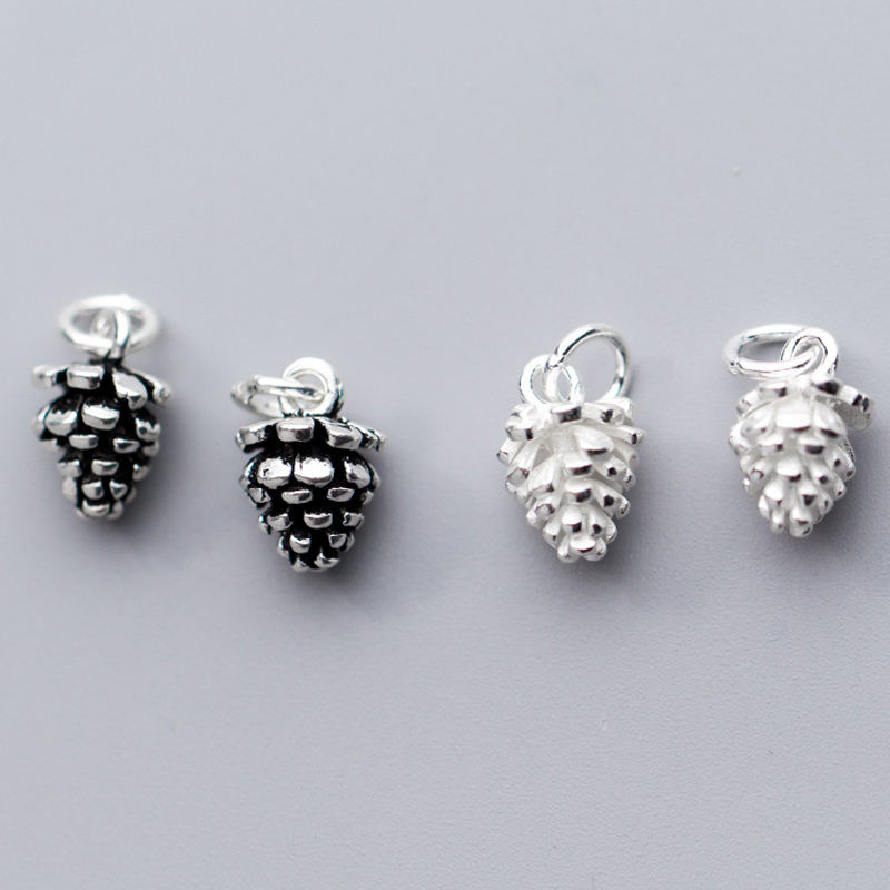 Sterling Silver 3D Small Pine Cone Dangle Charm Bead For Bead Charm Bracelet From Pine Tree