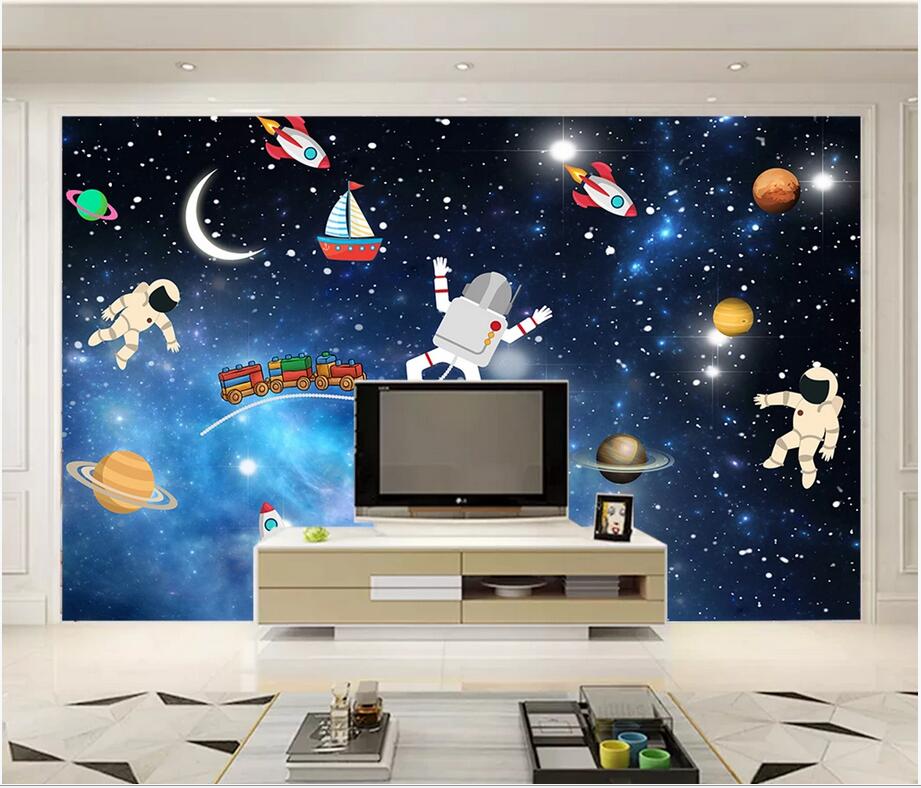 

3d wallpaper custom photo Cartoon cosmic starship large mural wallpaper for childrenhome decor muals wall paper for walls 3 d, Non-woven