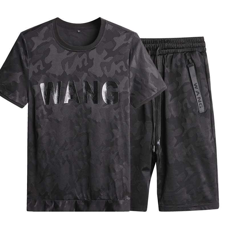 

ZHIJING New Style Summer Wear Men Leisure Set Short Sleeved Shorts Suit Camouflage MEN T-shirts Shorts Two-Piece Set clothes
