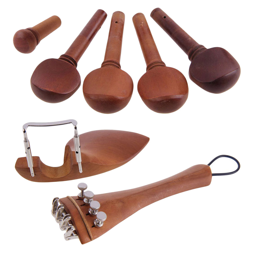 

4/4 Violin Jujube Wood Set Tuning Pegs Tuners w/ Screws+Chinrest Replacement