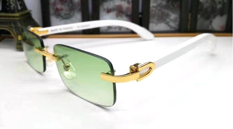 

Wholesale-New FashMen Designer Sunglasses Frame Glasses Rimless Gold Metal Buffalo Hewear Clear Lenses Wood Leg occhiali lentes Lunette