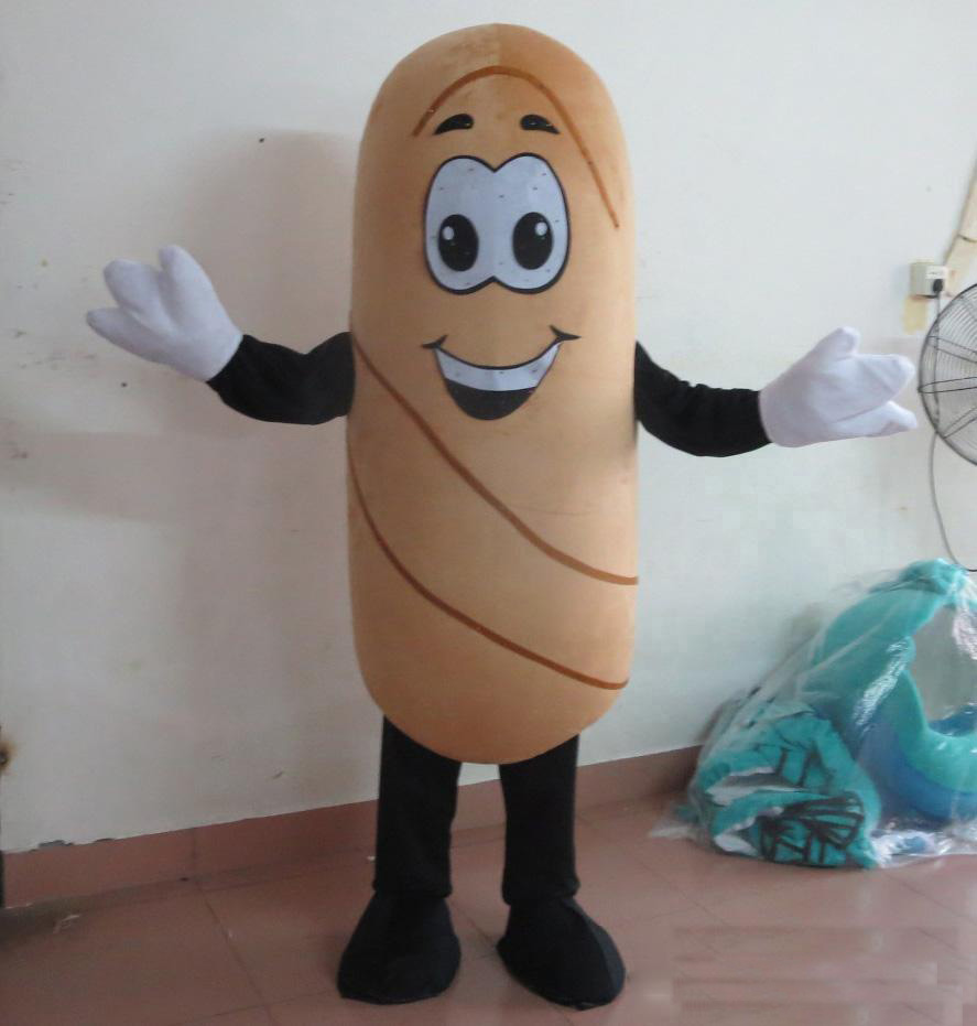 

2019 factory new French bread mascot costume for adult baguette mascot costume for sale, As pic