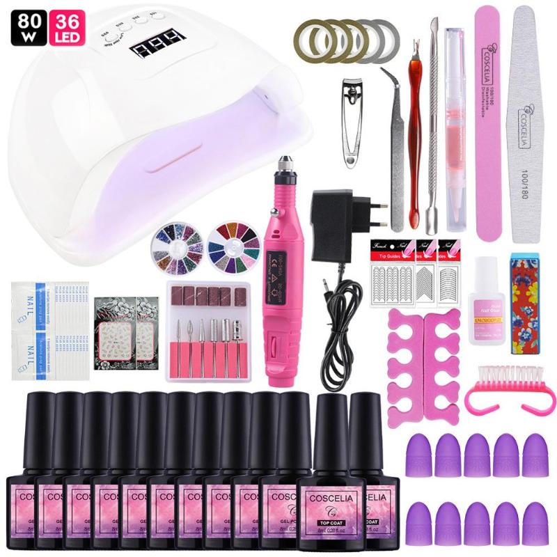 

24/36/80W Led UV Nail Lamp For Nails Manicure Set Soak Off Nail Polish Art Tools UV Gel All for Manicure Top And Base Coat