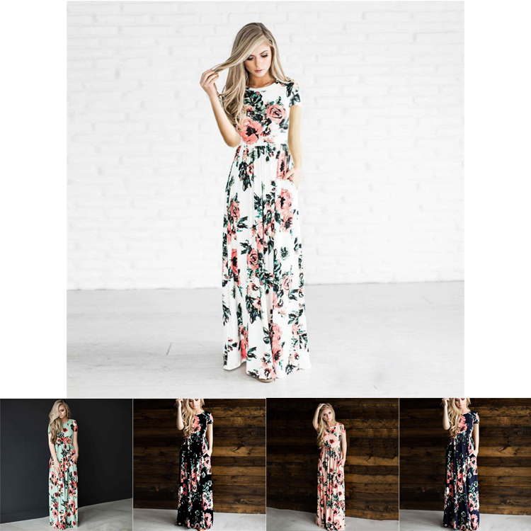 

5 Colors maternity pregnant clothes floral printed women beach bohemian long beach dress vintage dresses long summer dresses women FJ176, As pics show