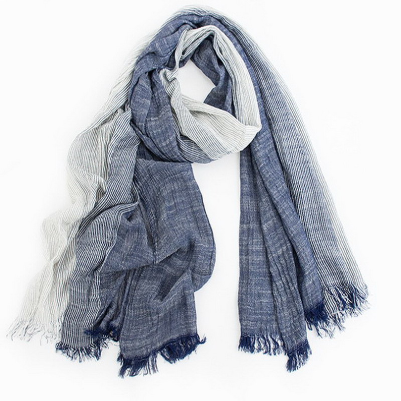 

Wholesale Brand Winter Scarf Men Warm Soft Tassel Bufandas Cachecol Gray Plaid Woven Wrinkled Cotton linen Women Scarves spring summer