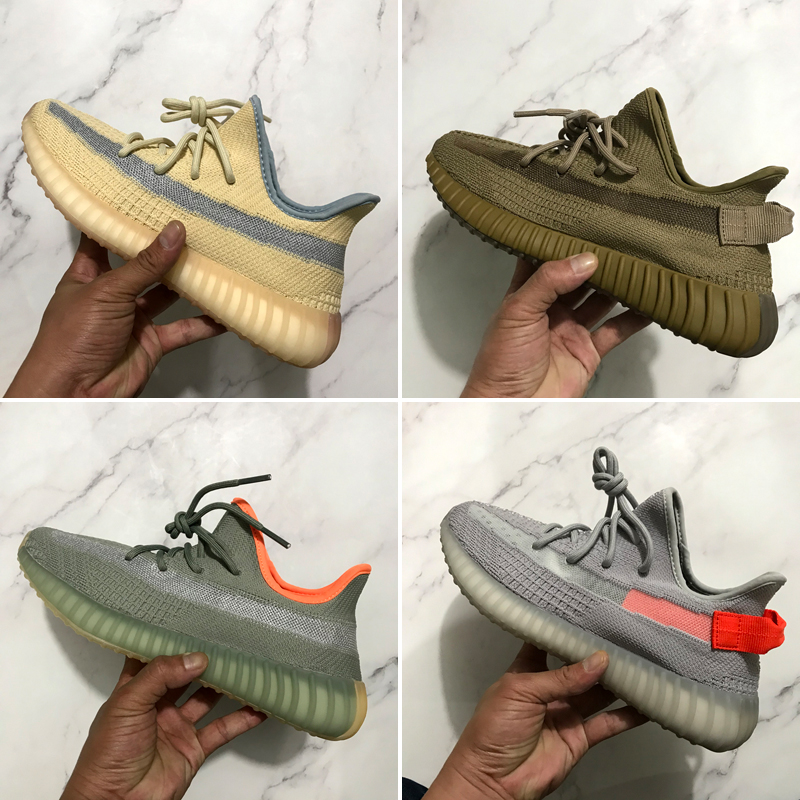 

With Box 2020 New Linen Tail Light Earth Citrin Black Static Reflective Clay Cream Zebra Bred Men Women Running Shoes Sport Sneakers, #8 blue tint