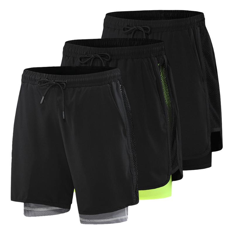 

New Sport Men' Gym Running Shorts Quick Dry Grid Workout Short Pants Gym Wear Male Beach Tennis Training Swim Shorts, Green