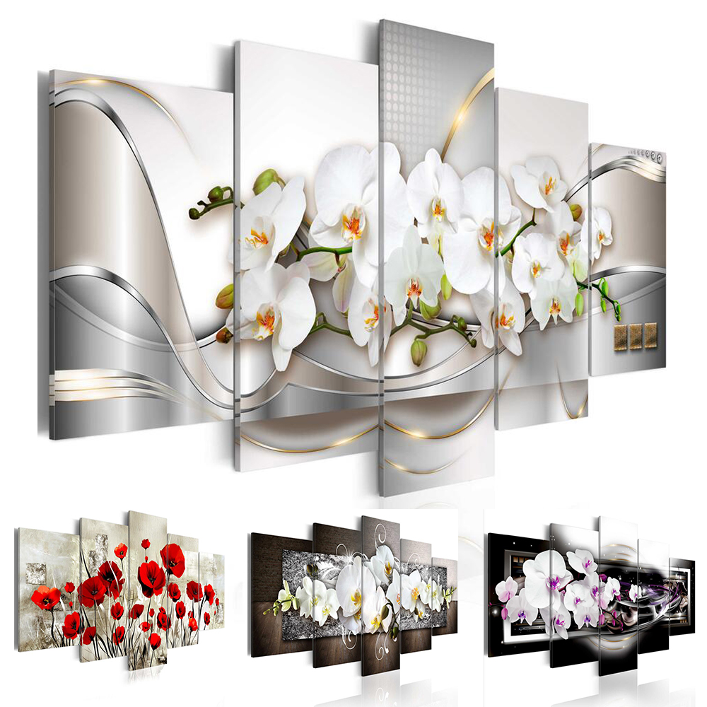 

Modern Prints Orchid Flowers Oil Painting on Canvas Art Flowers Wall Pictures for Living Room and Bedroom (No Frame)