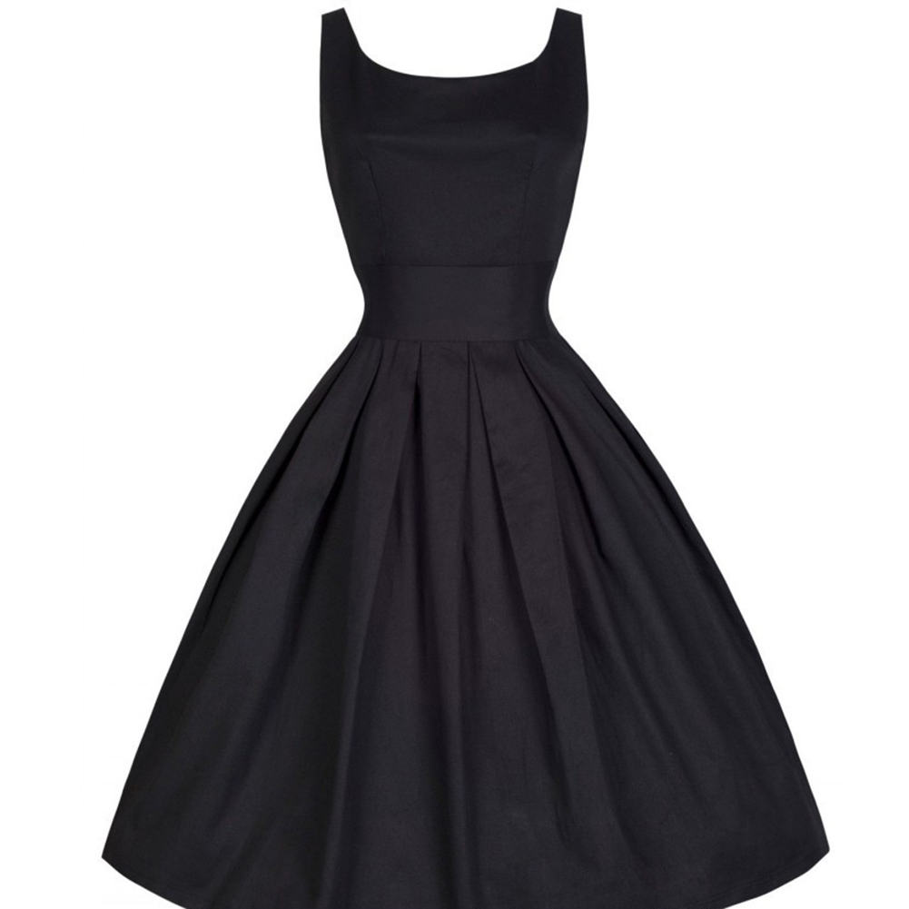 

Womens Summer Elegant Red Black 1950s Vintage Pinup Retro Rockabilly Style 50s 60s Belted Bow Party Swing Dress
